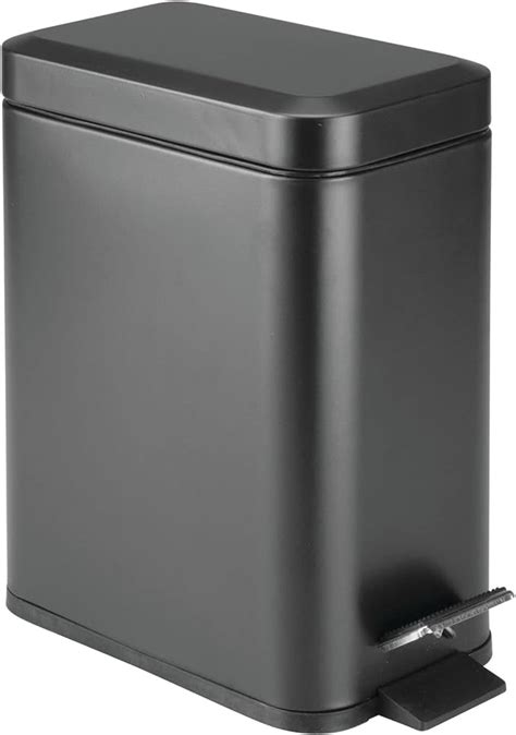 Mdesign Pedal Waste Basket Metal Waste Bin With Pedal Lid And