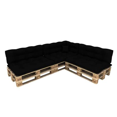 Set de 8 coussins matelassés et imperméables pour palettes Noir