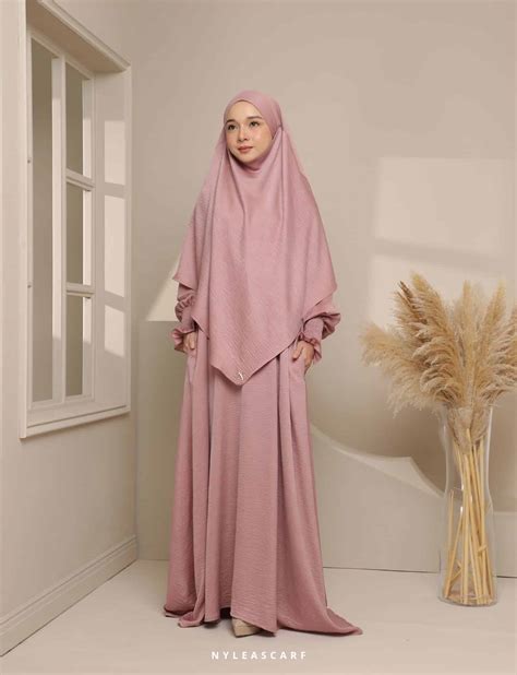 As Is Malaeka Satin In Blush Pink Khimar Only Nyleascarf