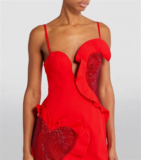 Womens Area Nyc Red Wool Embellished Heart Mini Dress Harrods Countrycode