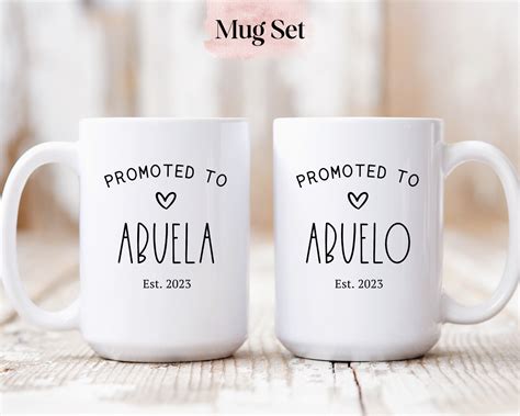 Abuela Abuelo Mug Set Pregnancy Announcement Grandma Grandpa Mugs