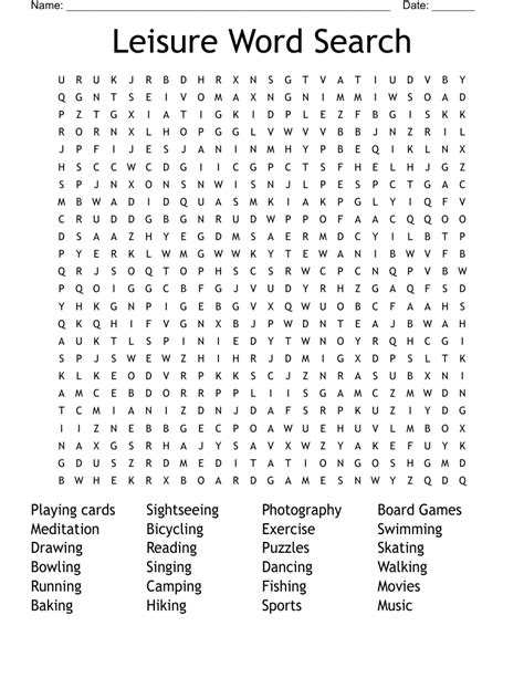 Leisure Word Search Wordmint