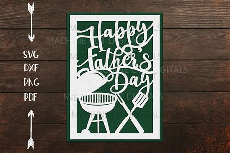 Happy Fathers Day Card For Paper Laser Cut Cricut Svg Dxf By