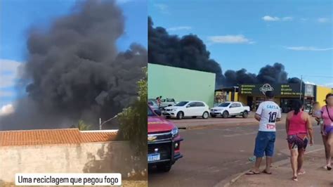 AGORA Grande incêndio atinge local de reciclagem em MS e fumaça preta