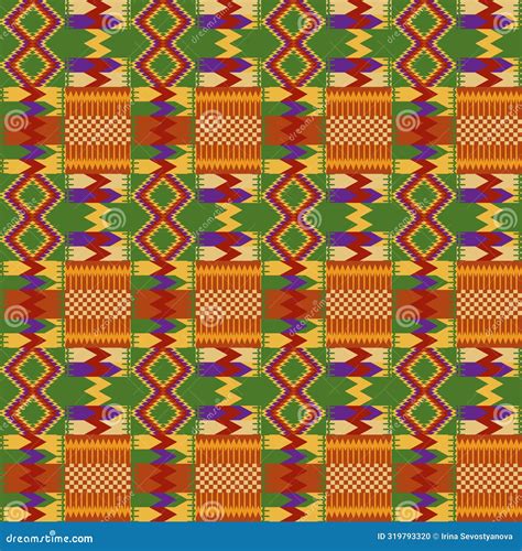 Tribal Geometric Seamless Pattern African Kente Cloth Stock Vector