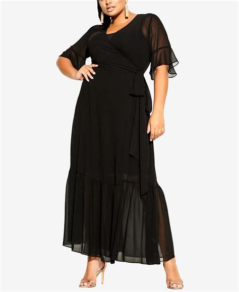 City Chic Trendy Plus Size Flutter Wrap Maxi Dress Macys