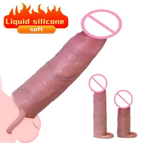 S L Penis Enlargement Sleeve Soft Liquid Silicone Penis Extender Sleeve