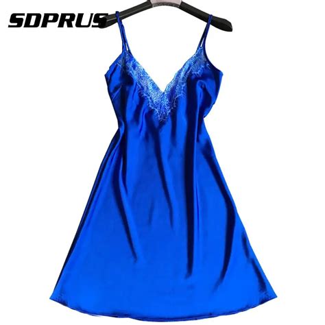 Sexy Deep V Neck Women Nightwear Summer Backless Lace Sleepwear Soft