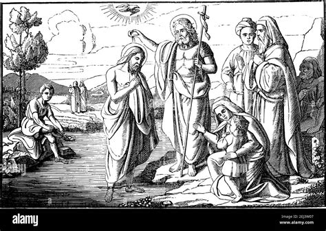 Baptism jesus christ in river Black and White Stock Photos & Images - Alamy