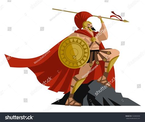 Spartan Warrior Spear Shield Stock Vector Royalty Free 722065030