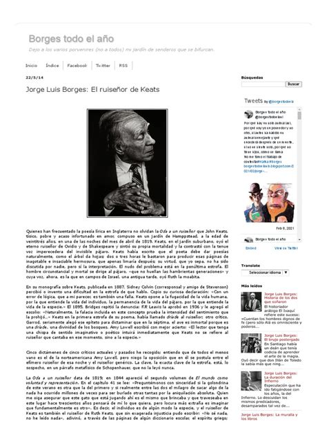 Borges Todo El Año Jorge Luis Borges El Ruiseñor De Keats Pdf