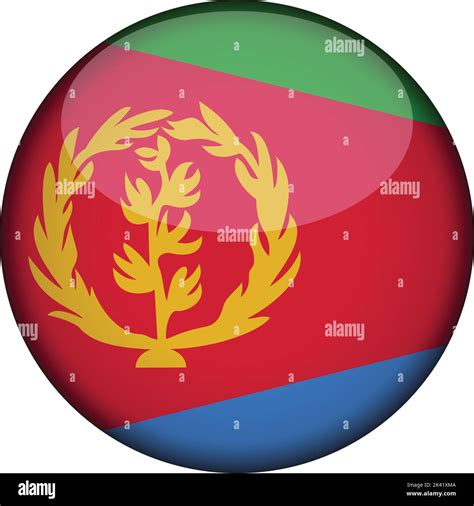 Eritrea Flag In Glossy Round Button Of Icon Eritrea Emblem Isolated On