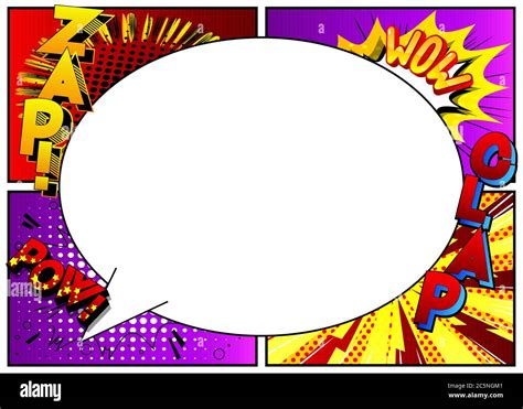 Vector pop-art style comic book page template background with ...