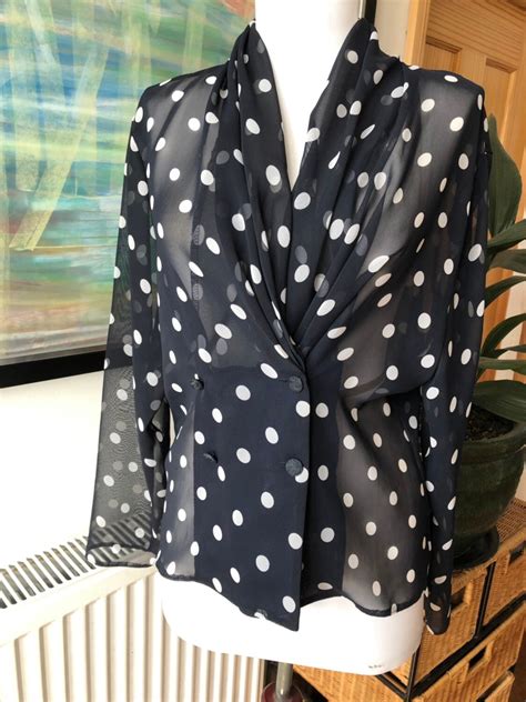 Polka Dot Blouse Sheer Blouse Black And White Shirt Sheer Etsy