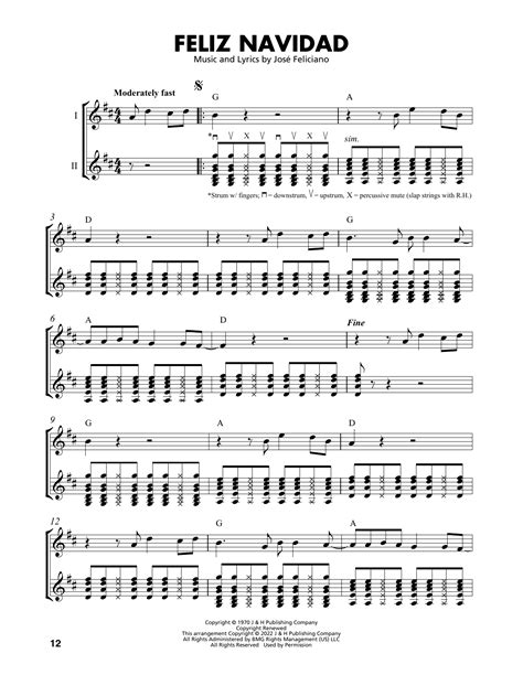 Feliz Navidad Arr Mark Phillips By Jose Feliciano Easy Guitar Tab