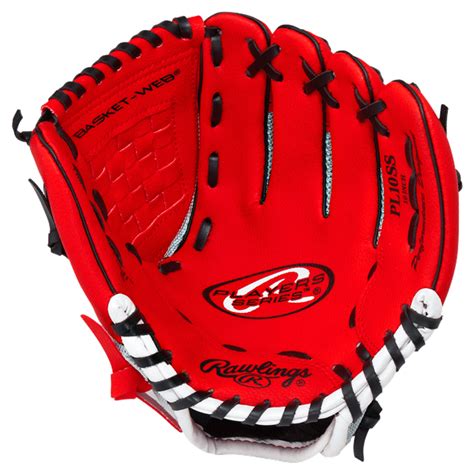 Rawlings Player Series Youth Baseball Glove, RHT, Red, 10" Gloves and ...