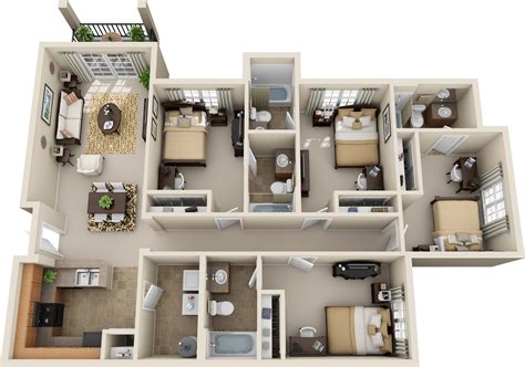 4 Bedroom Apartment Floor Plans