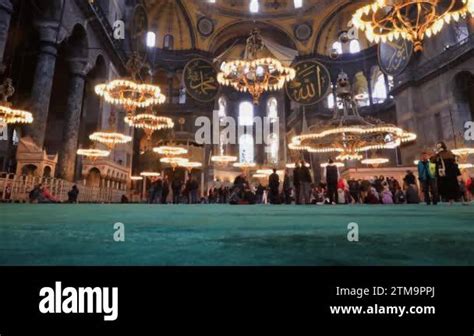 Hagia Sofia Interior Details Istanbul Turkey People Visiting Hagia