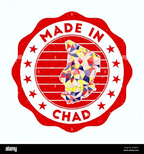 Made In Chad Country Round Stamp Seal Of Chad With Border Shape