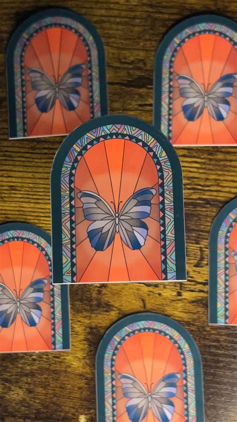 Blue Butterfly Stained Glass Sticker Etsy