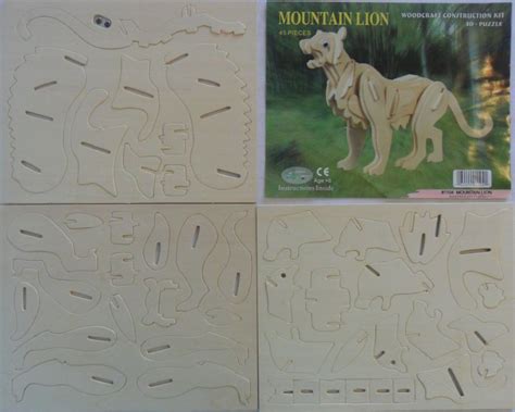 Look and Find Treasures: 3D Puzzle Woodcraft Construction Kit -- MOUNTAIN LION