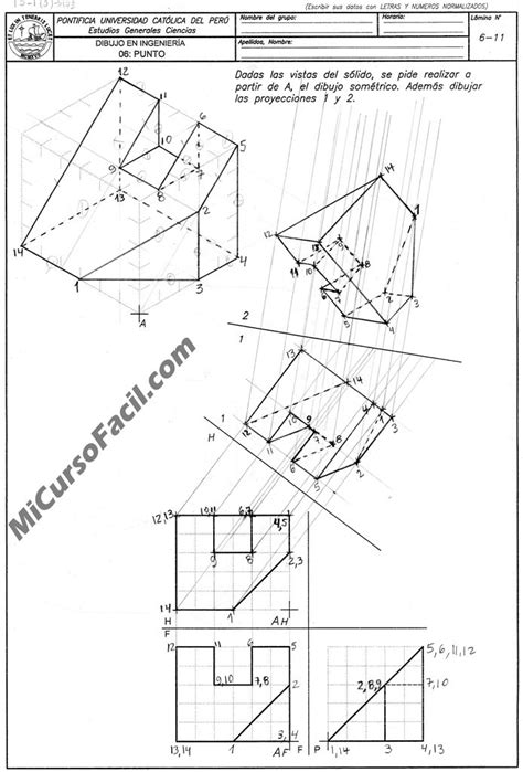 Técnicas de dibujo Dibujo tecnico ejercicios Geometría descriptiva