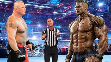 Full Match Brock Lesnar Vs Marvel Groot Bodybuilder Iron Man Match