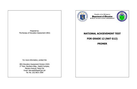 Natg12 Primer Handbook National Achievement Test For Grade 12 Nat