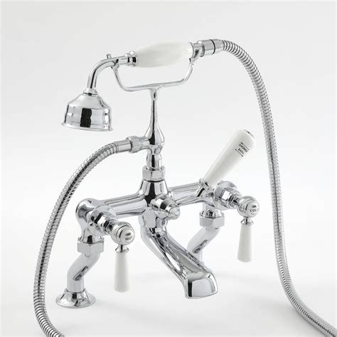 Robinet bain douche avec commandes à levier rétro Chromé et blanc