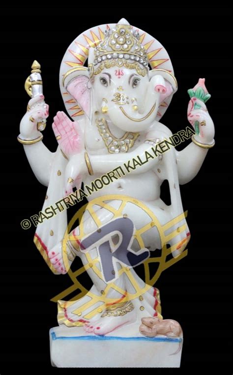 Religious Multicolor Marble Dancing Ganesh Statue Packaging Type