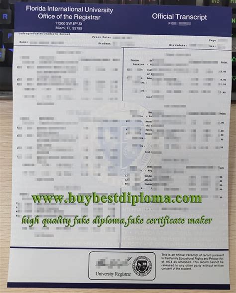 Fake Florida International University Transcript Buy Fake FIU Diploma