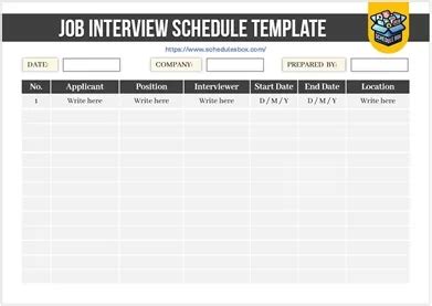 Interview Schedule Templates Schedules Box