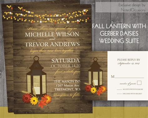 Fall Wedding Invitations Rustic Lantern Country Wedding Invitation ...