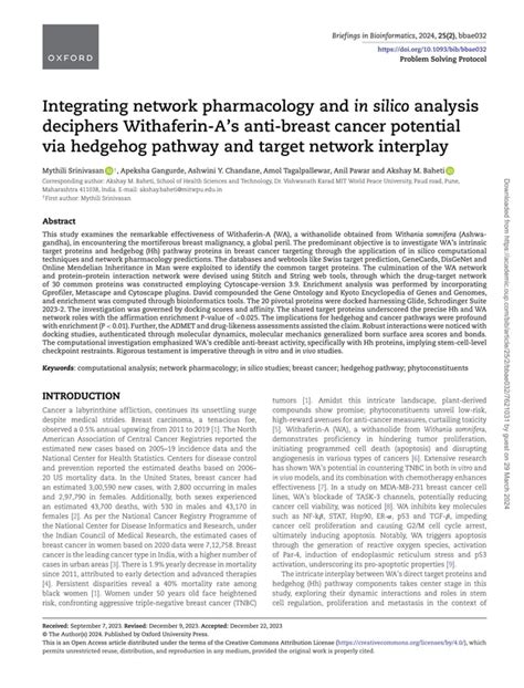 Integrating Network Pharmacology And In Silico Analysis Pdf