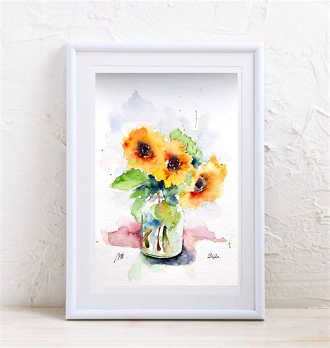 Aquarelle Originale De Tournesols Peinture De Tournesols Etsy France