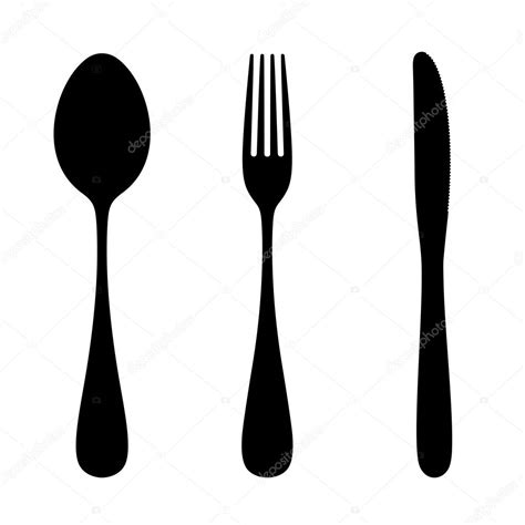 Spoon Fork And Knife Vector Silhouette Stock Vector Akinshin