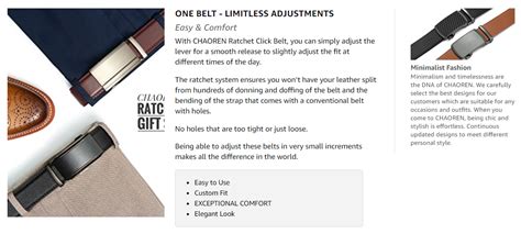 Chaoren Leather Ratchet Belt Pack Dress With Click Sliding Buckle