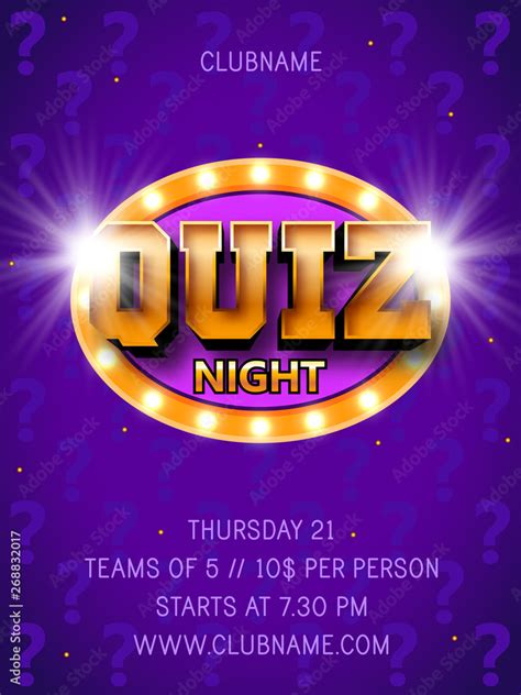 Quiz night announcement poster design web banner background vector ...