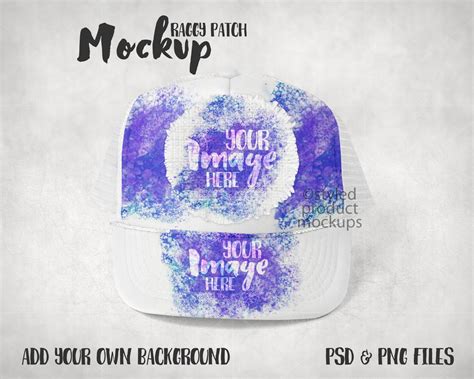 Dye Sublimation Round Raggy Patch Shown On A Hat Mockup Add Etsy