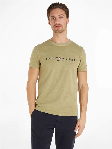 Tommy Hilfiger Garment Dye Logo T Shirt Faded Olive At John Lewis