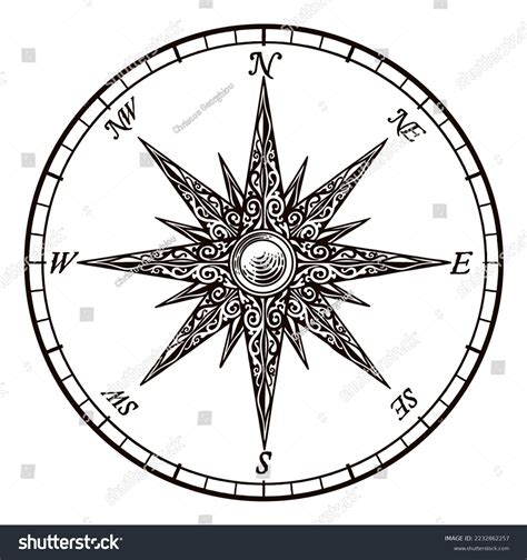 Compass Rose Clipart Black And White