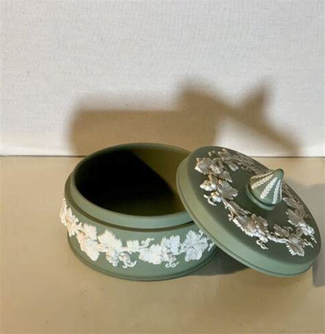 Wedgewood Sage Green Jasperware Trinket Box