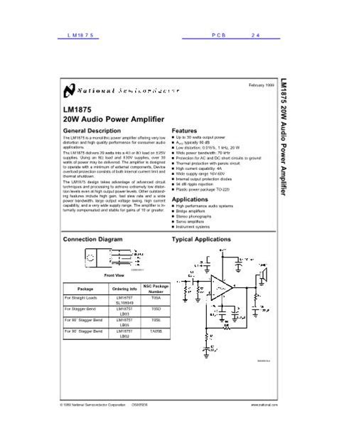 Lm1875 Datasheetpdf文件下载芯片资料查询维库电子市场网