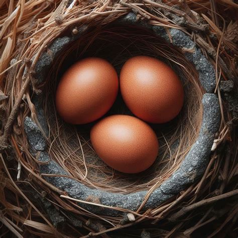 Premium Photo Top View Three Brown Eggs On Concrete