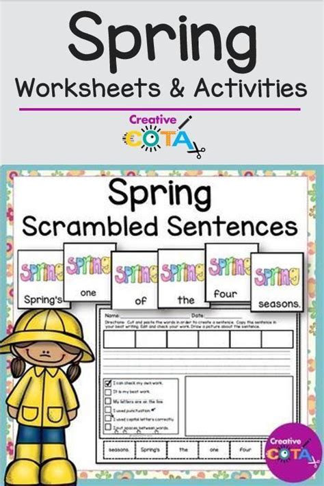 Spring Scrambled Build A Sentence Writing Center Cut And Paste Worksheets