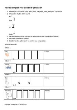 Body Percussion Composition Worksheet By Sarah Evans Tpt