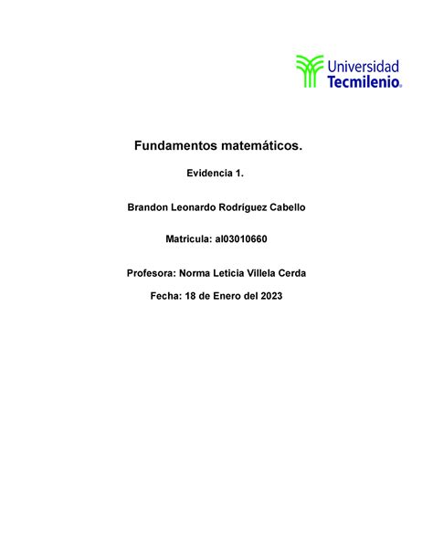 Fundamentos Matem Ticos Evidencia Fundamentos Matem Ticos