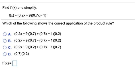 Solved Find F X And Simplify F X 0 2x 9 0 7x 1