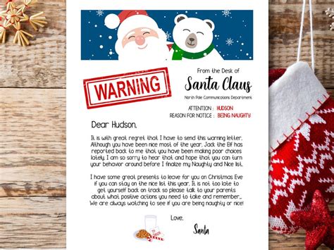 Santa Warning Letter Personalized Naughty Letter From Santa Instant