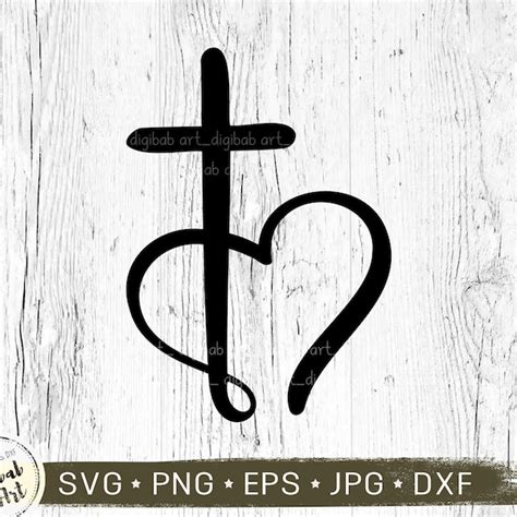 Cross Heart Svg Etsy